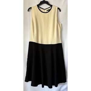 Lauren Ralph Lauren Cream & Black Colour‎ Block Career/Cocktail Dress size 12